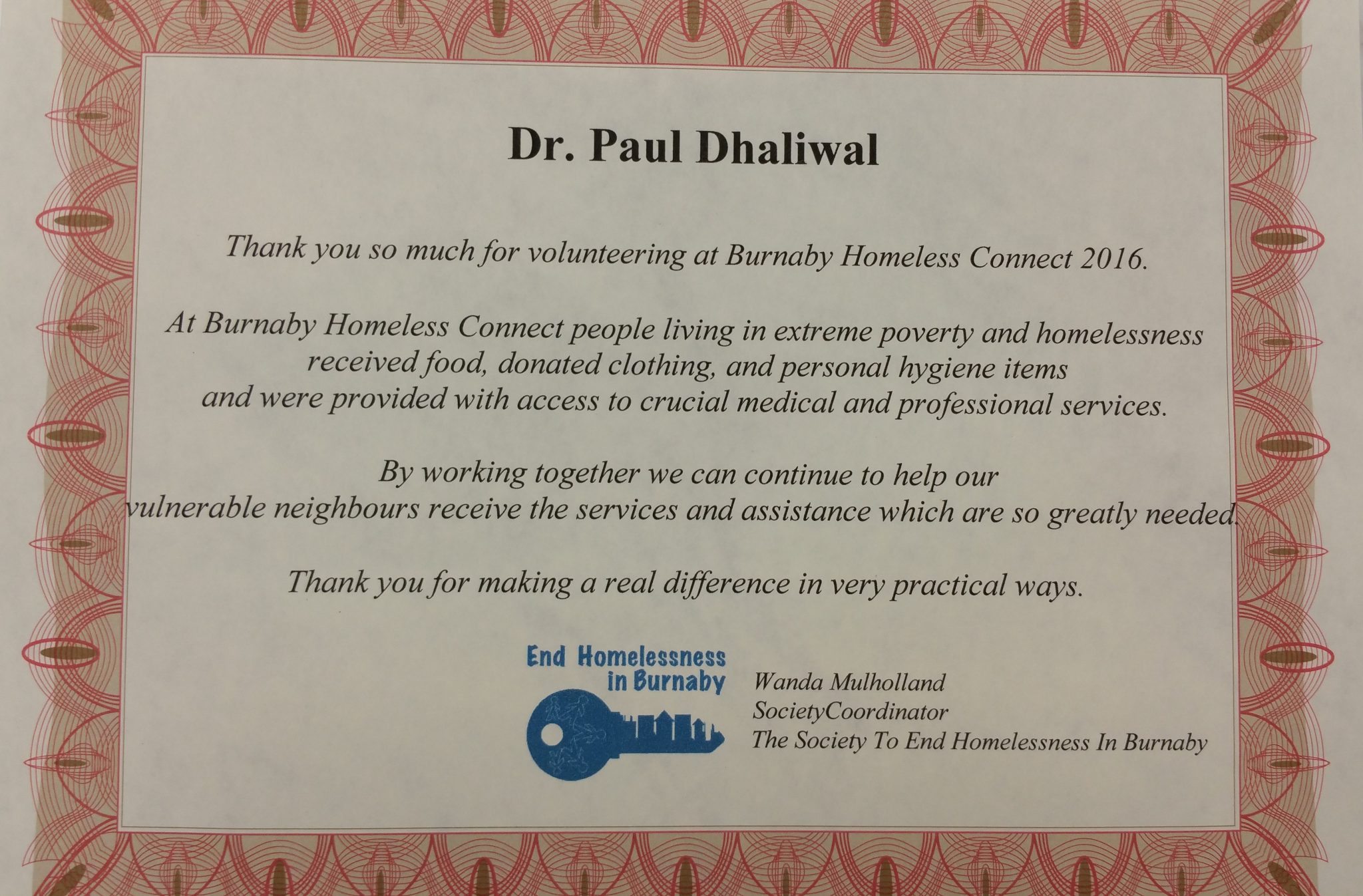 Dr. Paul Dhaliwal volunteers to support the Burnaby homeless